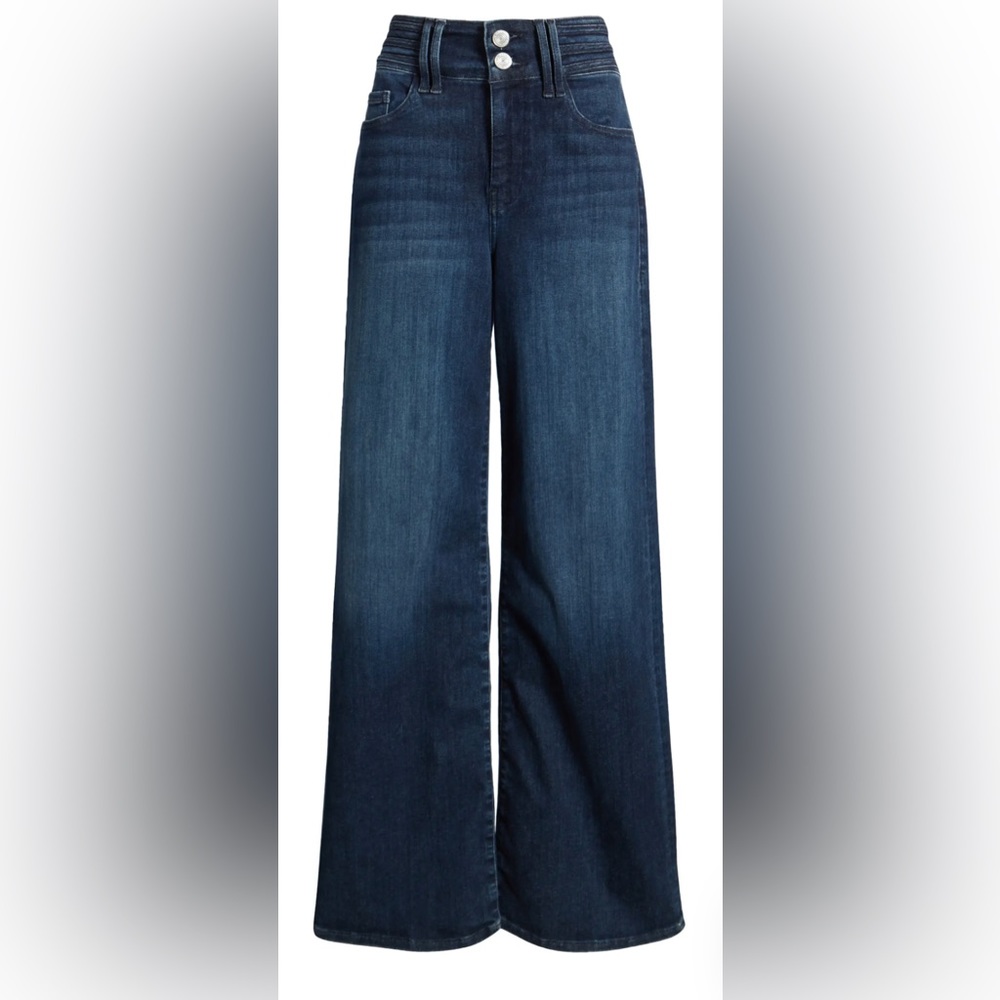 Frame Paneled High Waist Wide Leg Jeans